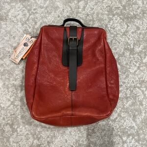 CHIARUGI Italian Red Leather Backpack Travel Bag Daypack